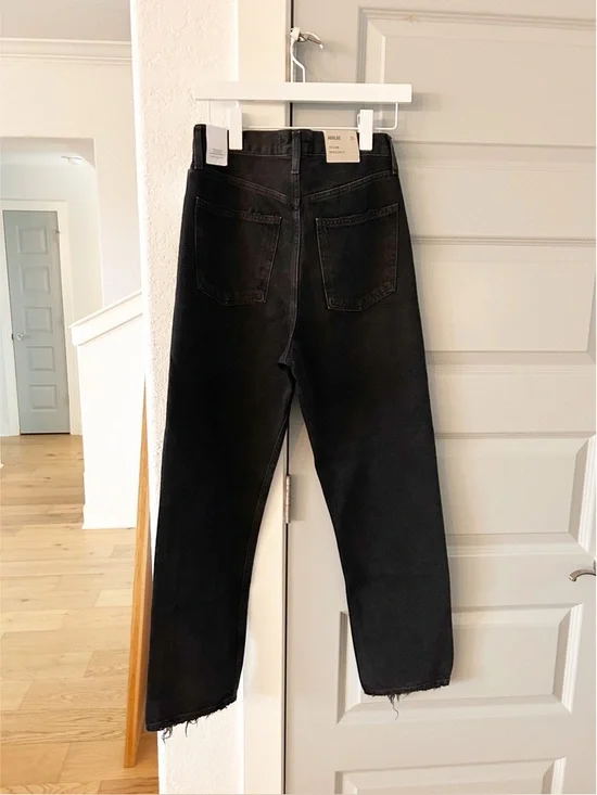 NWT Agolde 90s Mid Rise Loose Fit Straight Jeans Tar - Picture 7 of 7